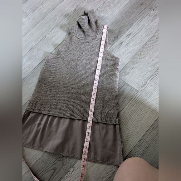 Kaufman Franco Knit Brown Wool Alpaca Turtleneck Sleeveless Zipper Top Size L - Picture 8 of 8